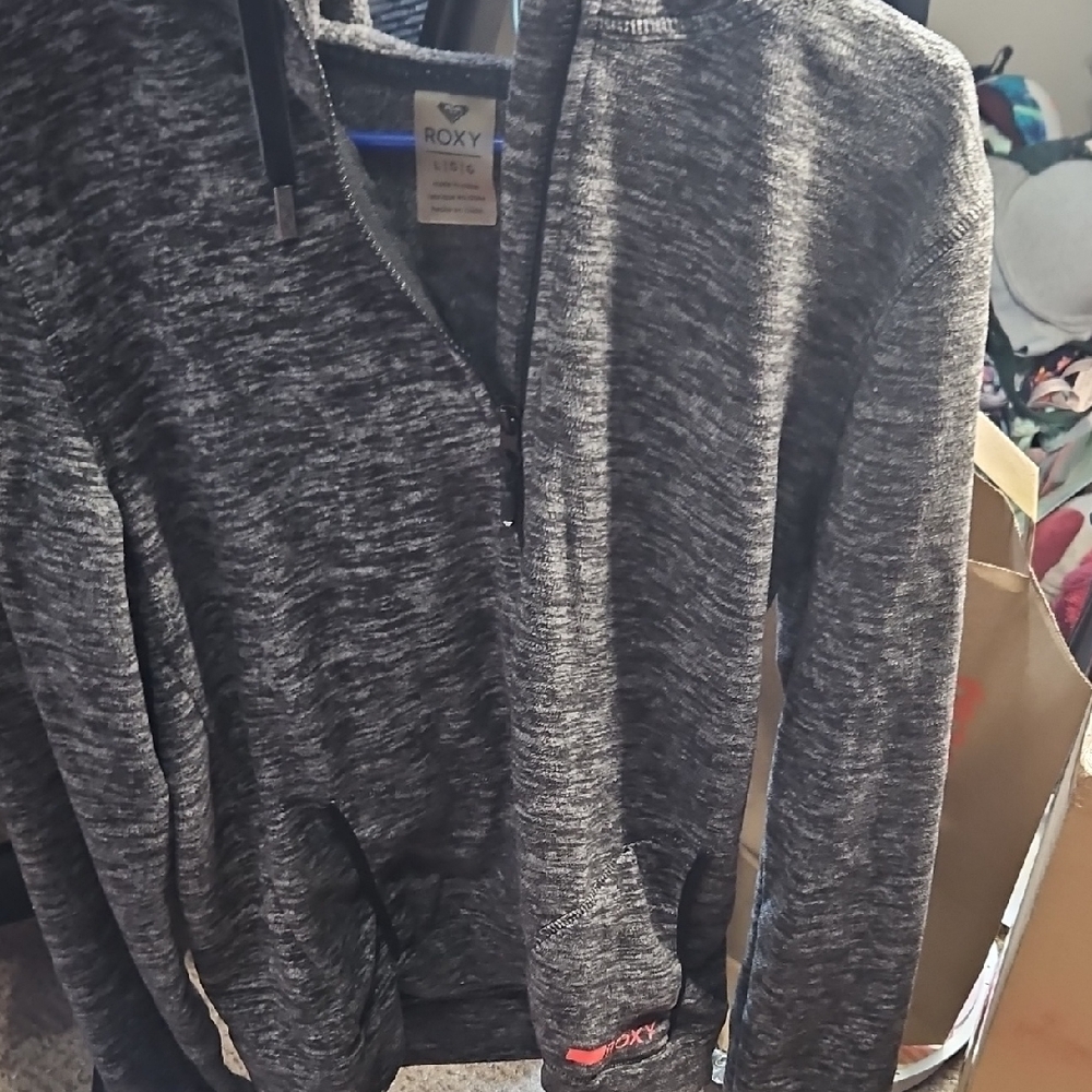 Roxy Charcoal Heather Zip-Up Jacket